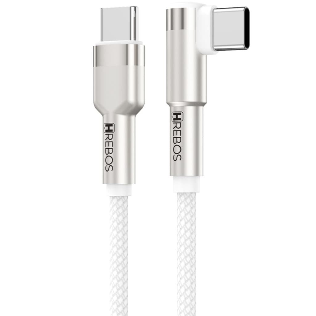 Cabo USB C para USB C 100W Turbo Premium Metal Arch 1 Metro Hrebos CB 378C - BRANCA