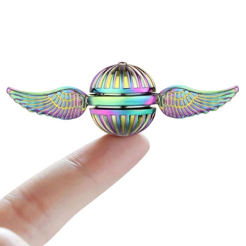 1 spinner de dedo dourado, brinquedo giratório colorido com asas para alívio do estresse, spinner de dedo em formato de