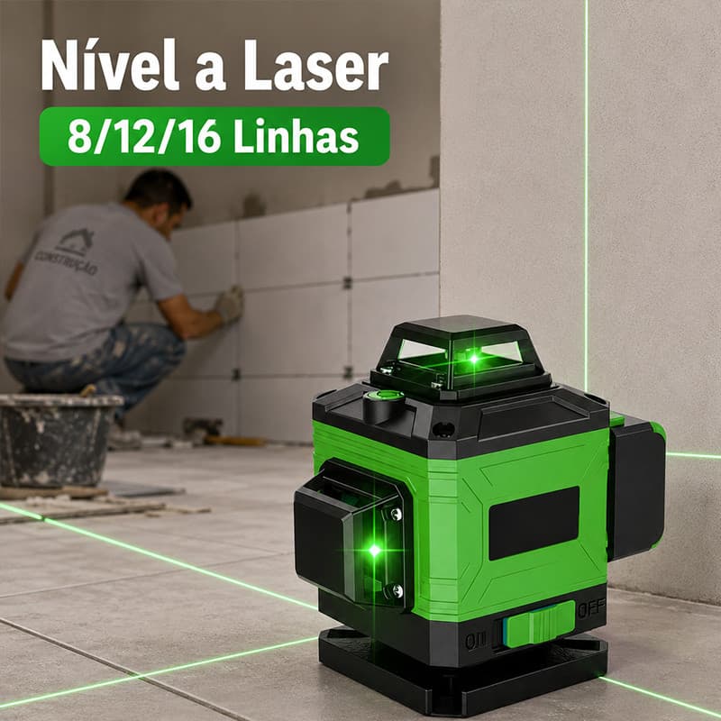 Nível A Laser Auto Nivelante 360° Linhas Rotativas 8 12 16 Ferramenta Profissional De Construção
