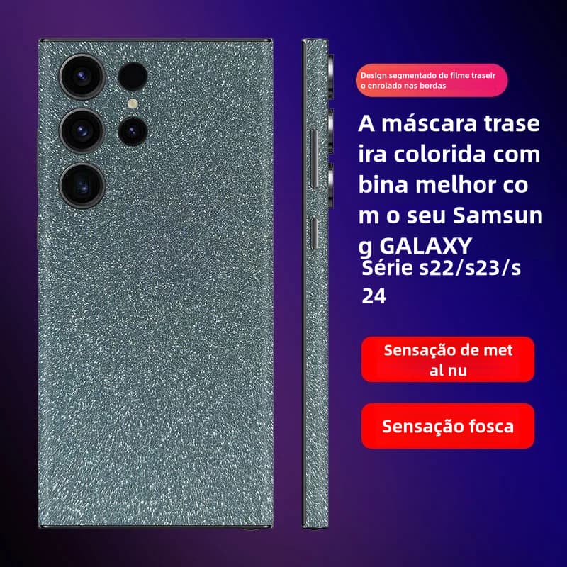 Película Traseira Com Glitter (Com Borda Para Celular) para s22/s23/s24/plus/ultra modelo serie