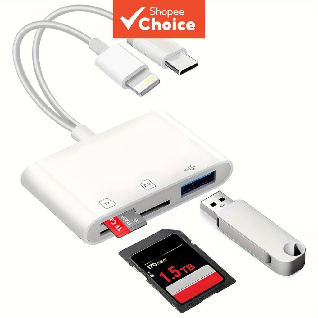 Leitor de cartões SD para iPhone, adaptador USB C para Micro SD, leitor de cartões de memória para câmera digital,