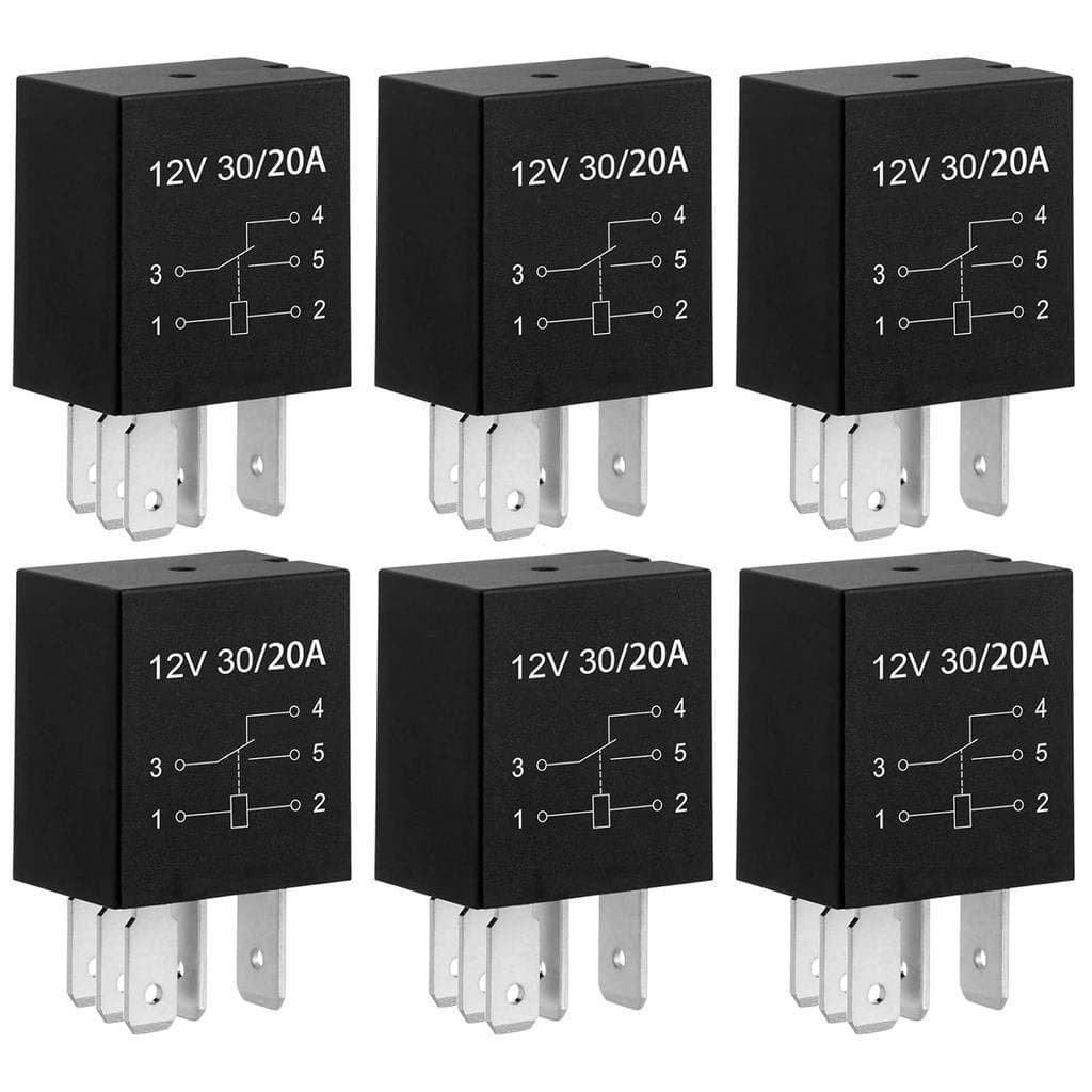 6 relés padrão de alta resistência, 12V 30A, SPDT 5 pinos, relé automotivo para substituir o relé de neutro (6 peças), 8