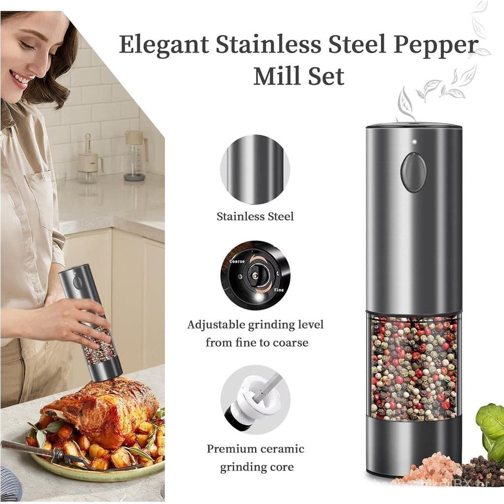 Conjunto de Moedores Elétricos de Sal e Pimenta, Versão Aprimorada com Maior Capacidade, Moedores Automáticos de Sal e P