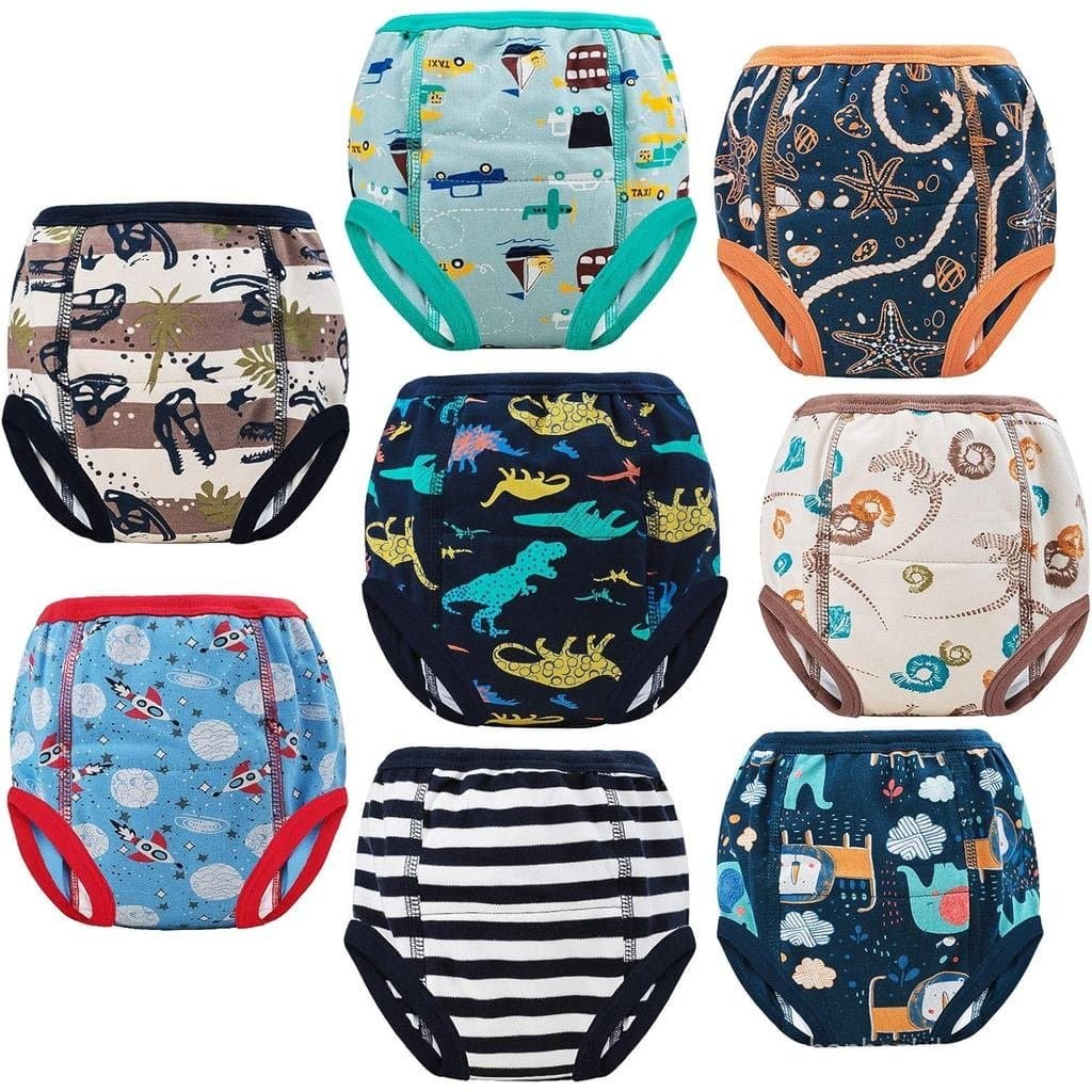 MooMoo Baby 8 Pacotes de Calças de Treinamento para Desfralde, Roupa Íntima Absorvente de Algodão para Meninos e Meninas