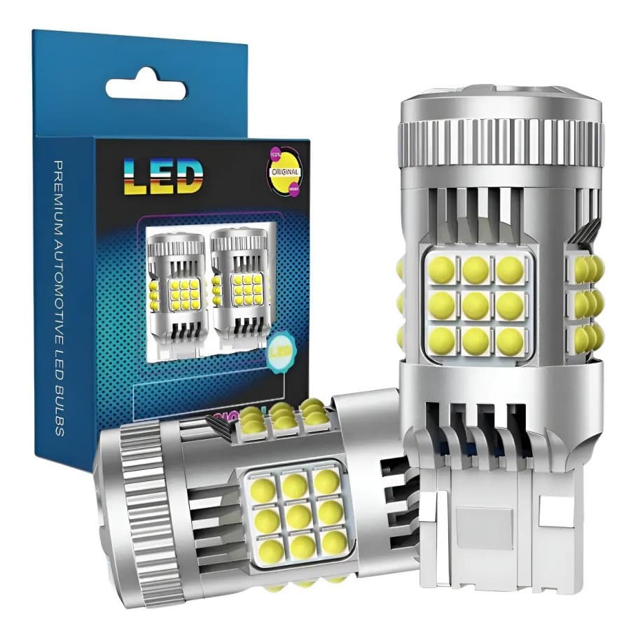 Kit 2 Lâmpadas DRL T20 7443 – 36 LEDs Super Brilho – Canbus (Sem erro no painel) – Branco – Ultra Compacto