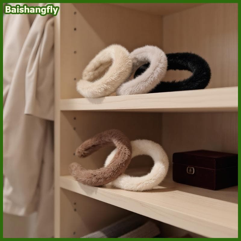 baishangfly Cor Sólida Ampliar Thien Faixas De Cabelo Feminino Meninas Doce Versátil Macio Fofo Peludo Aros Inverno Aces