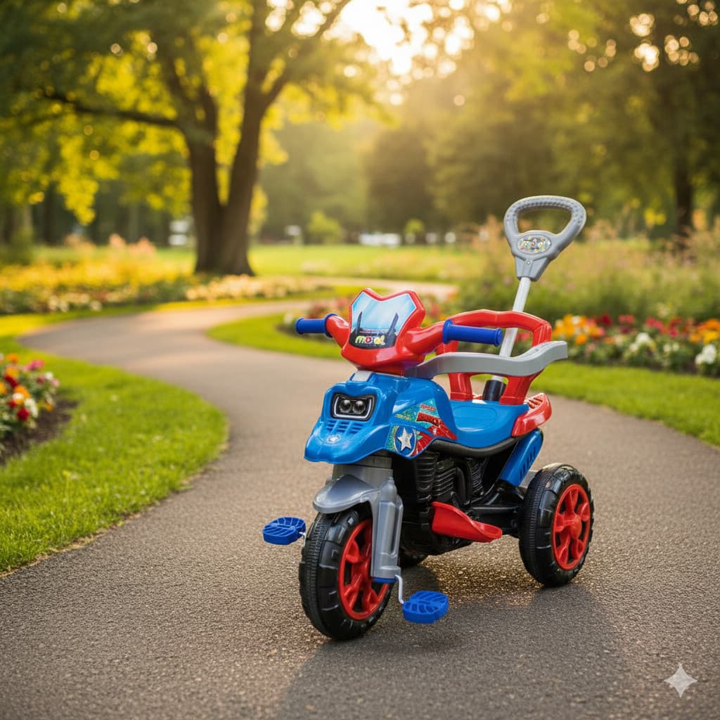 Triciclo Infantil com Empurrador Andador para Passeio Bebês e Crianças Brinquedo Seguro