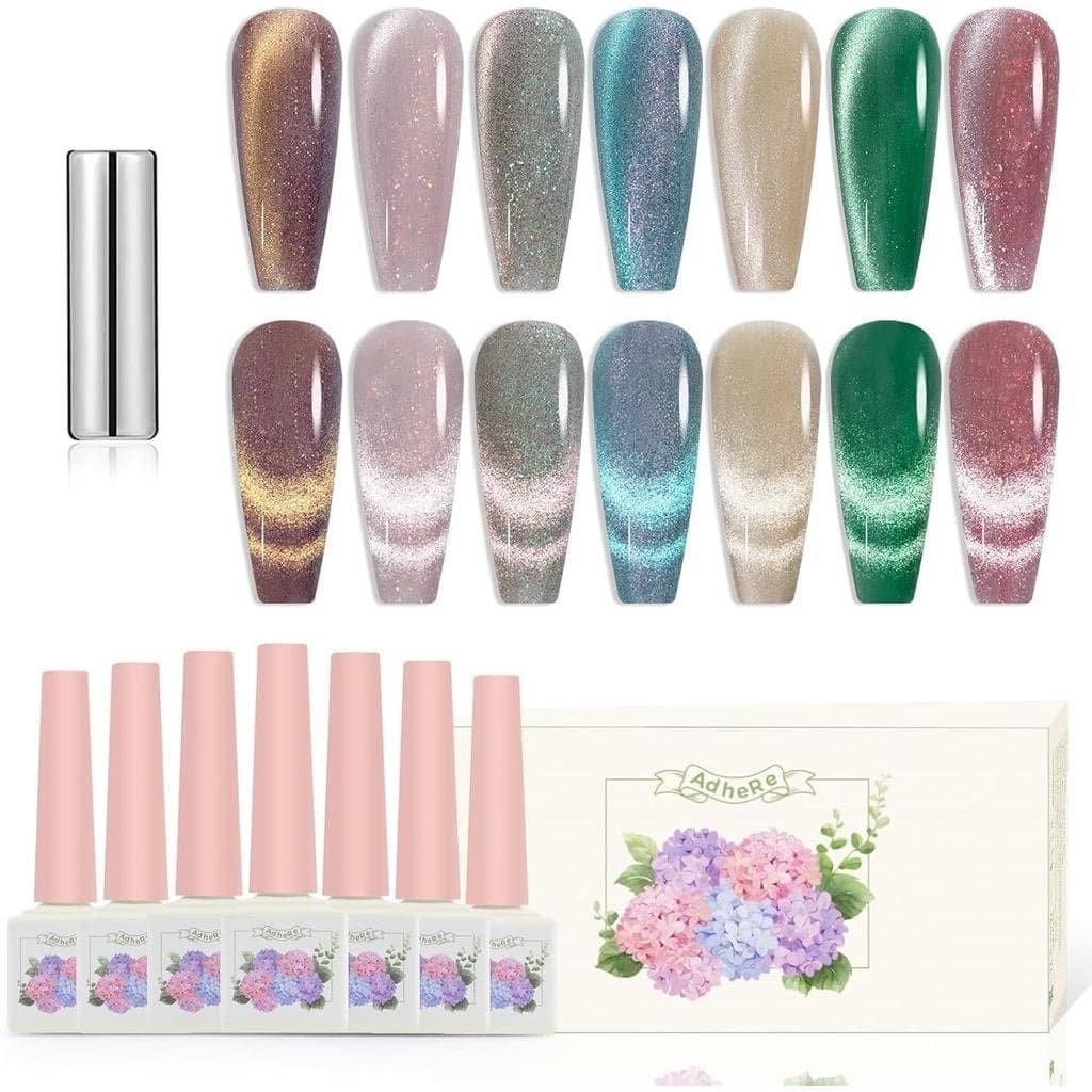 ADHERE Série Jardim Místico Kit de Esmaltes Magnéticos para Unhas, Esmalte em Gel com Brilho e Glitter, Esmalte em Gel M