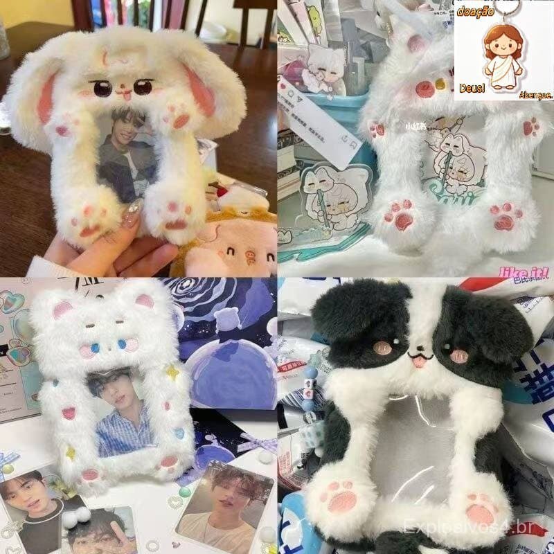 6 Estilos Porta-Cartões De Pelúcia Animal Desenho Animado Fofo Raposa Coelho Cachorrinho Foto Pequena Exibição De Cartão