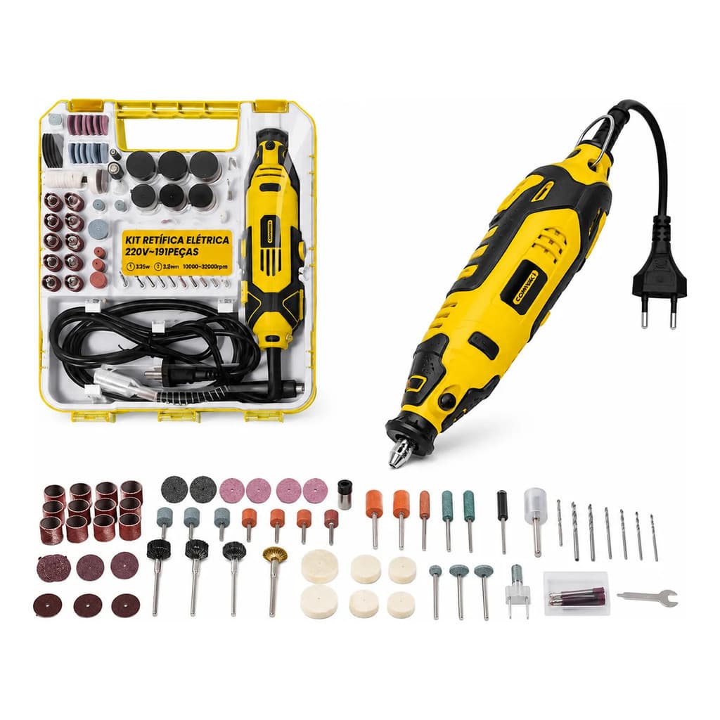 Kit Micro Retífica Elétrica 191 Peças Para Artesanato