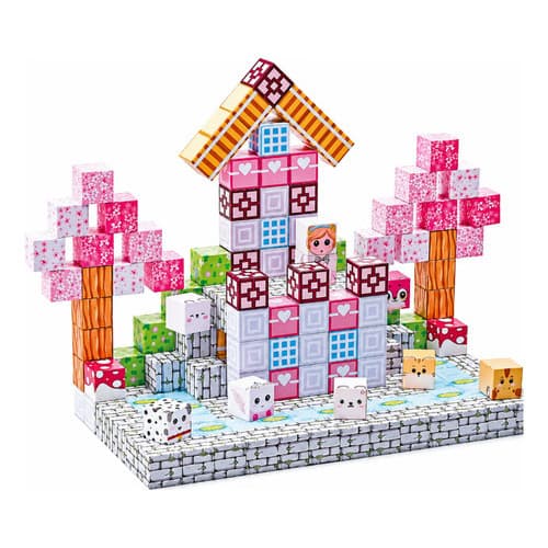 Blocos Magneticos 192 Pecas Castelo Princesa 3D Educativo - Brinquedo Montar Infantil Ima Forte