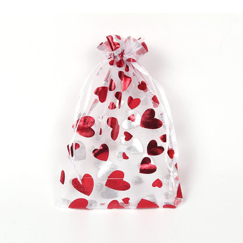 100 peças saco de fio dourado amor natal dia dos namorados Organza cordão saco de presente Perfume jóias pe