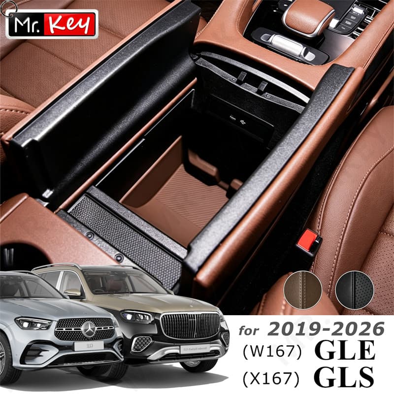[Mr.Key] Bandeja Organizadora Do Console Central Da Caixa De Armazenamento Apoio De Braço Para Mercedes Benz GLE GLS 201