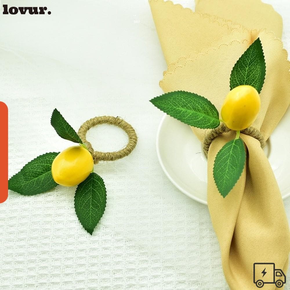 Anéis De Guardanapo De Limão Conjunto De Porta Guardanapos De Folha Para Mesa De Jantar Banquete De Casamento Natal