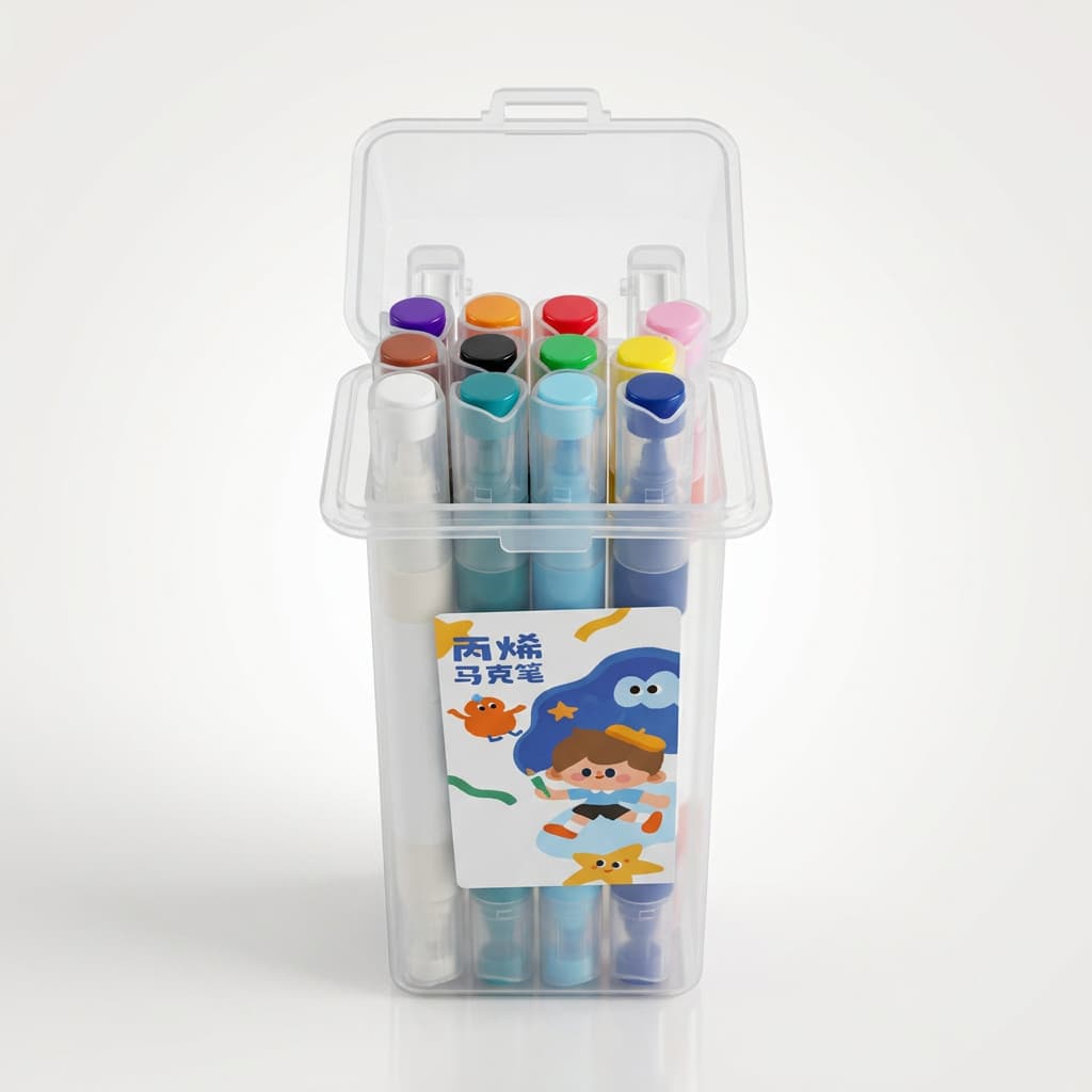 Kit Caneta Marcador Acrílico Prova 12 Cores Dágua Tecido 24 pontas