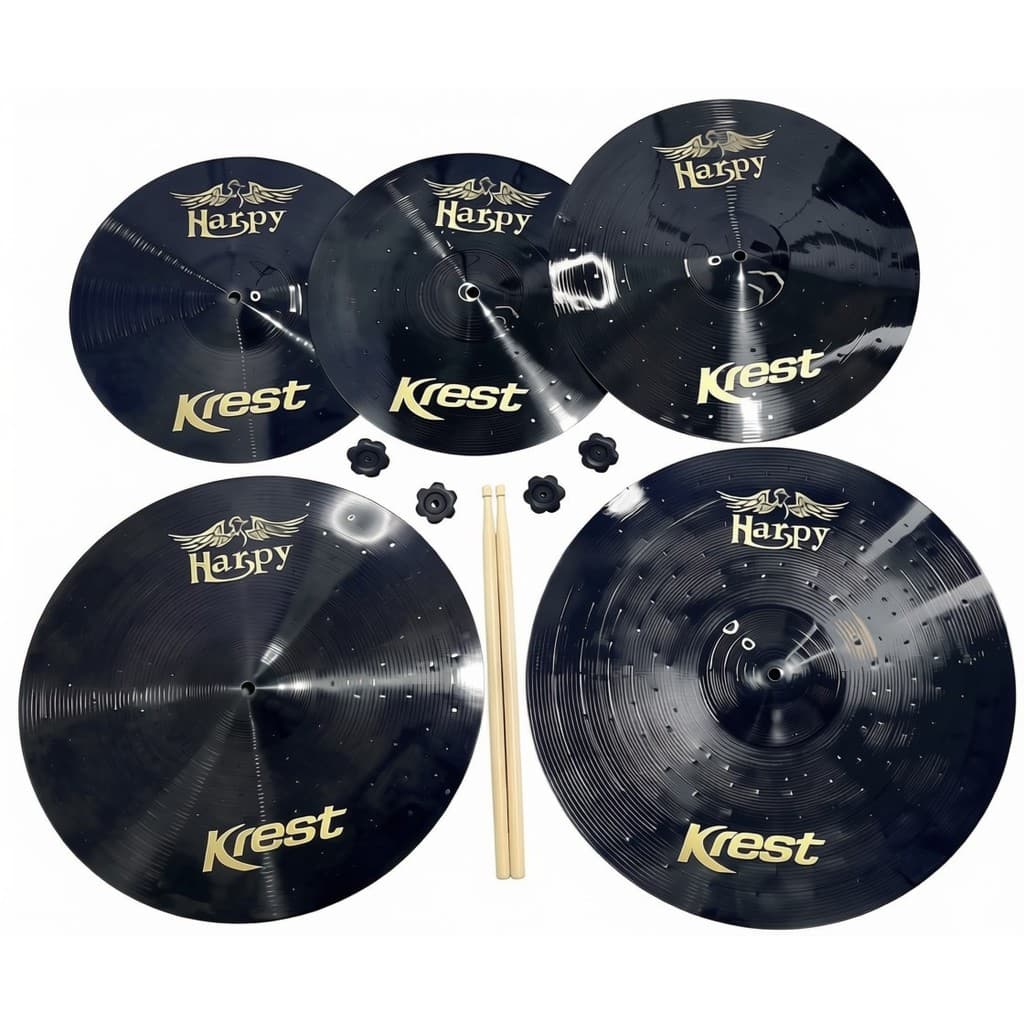 Kit Pratos de Bateria Completo 14" 16" 18" e 20" Harpy Colors Krest Cymbals