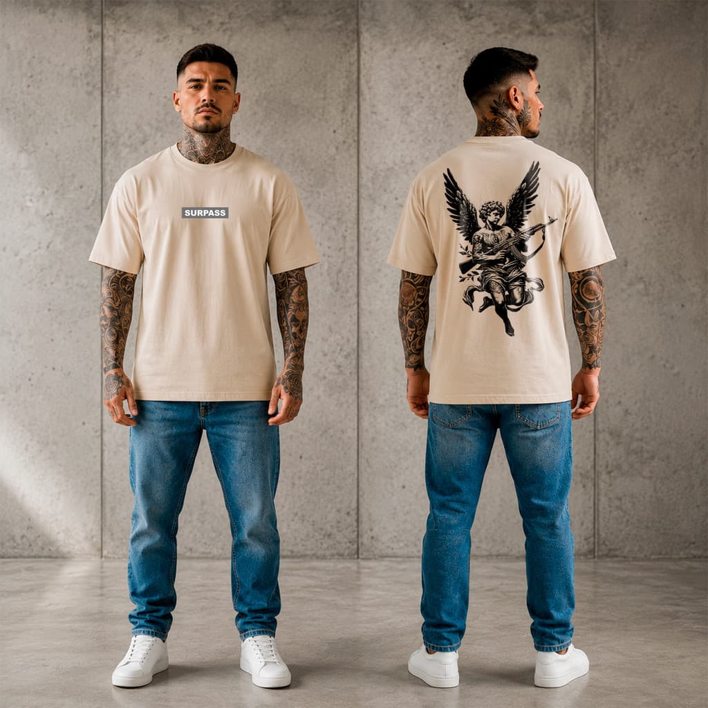 Camiseta estampada masculina 100% algodão penteado streetwear surpass