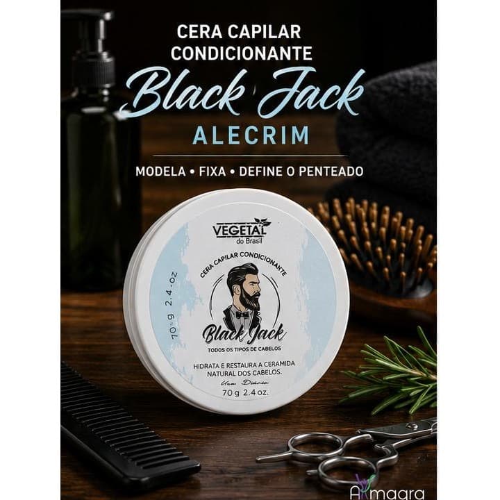 CERA CAPILAR BLACK JACK – VEGETAL DO BRASIL | FIXAÇÃO NATURAL | MODELADORA | CABELO E BARBA