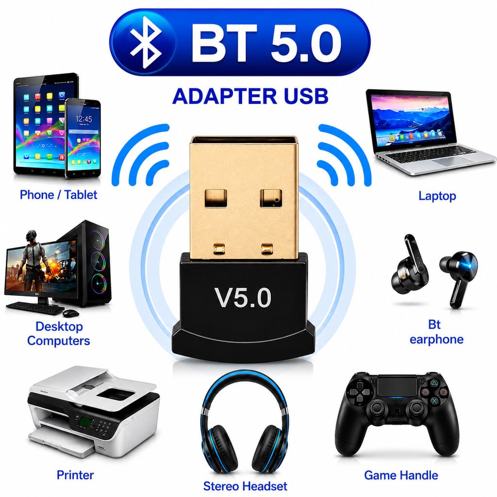 Plug usb Adaptador E Receptor USB Bluetooth 5.0 Transmissor de audio para Notebook pc controle