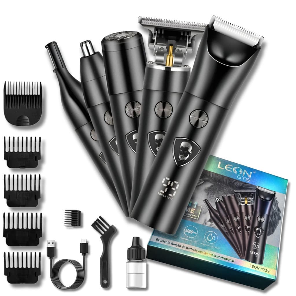 Maquina De Cortar Cabelos Barbear Aparador e Depilador de Pelos Elétrico Recarregável 5 Em 1