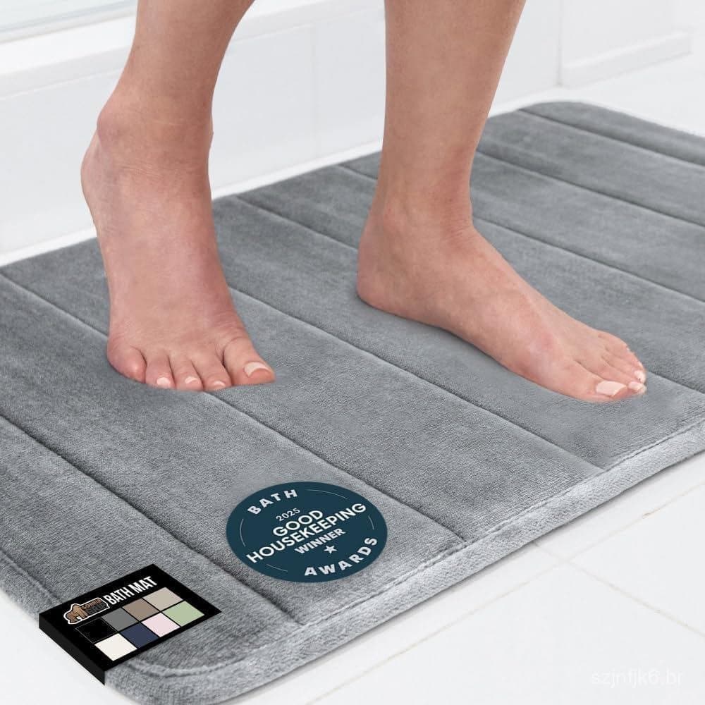 Tapete de Banheiro em Espuma de Memória GORILLA GRIP, Macio e Absorvente, Design Americano, Tapete de Banheiro com Ponto