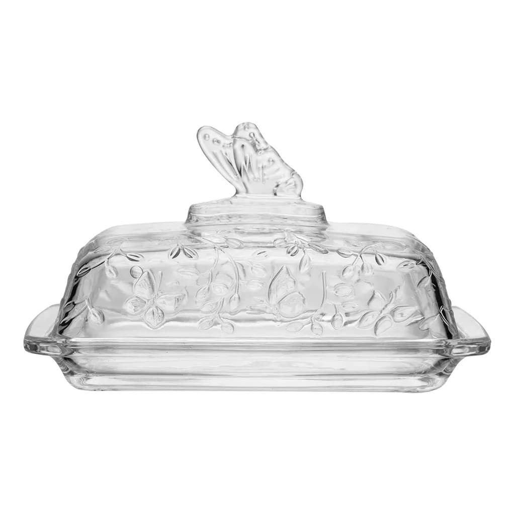 Manteigueira De Cristal Com Tampa Butterfly Lyor 18x10,8cm Crystal