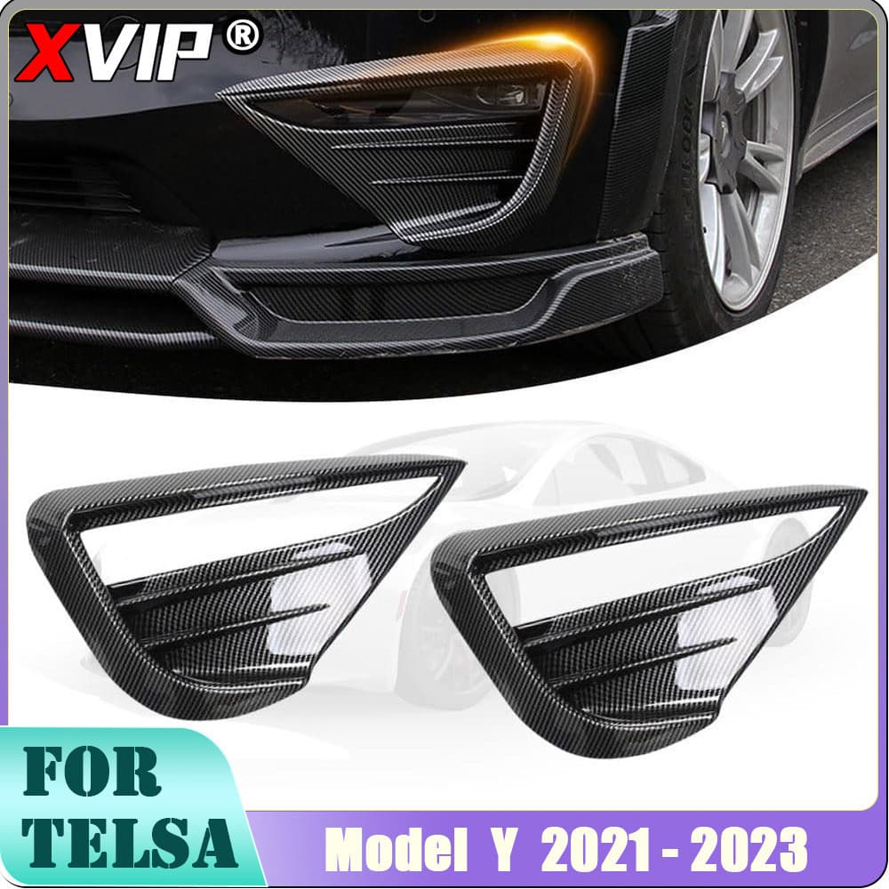 XVIP Lâmpada De Nevoeiro Spoiler Lâmina Guarnição Para Tesla Modelo Y 2021-223 Capa Protetora Woof Dente Faca Vento ABS