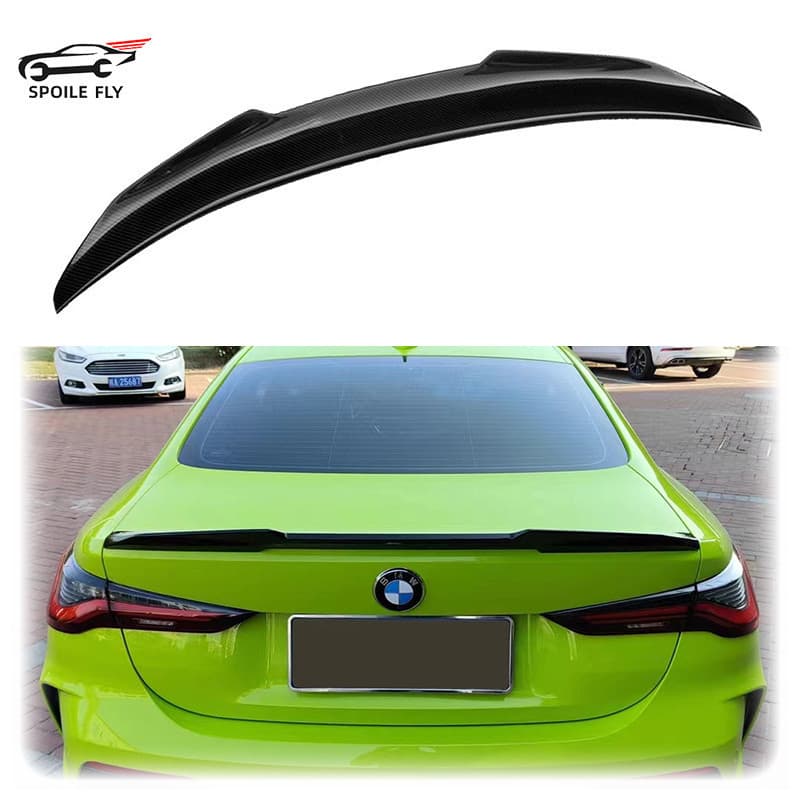 Para BMW Série 4 G22 430i G82 M4 2021up PSM Estilo Asa Traseira Do Carro Spoiler Preto Brilhante Ou Fibra De Carbono Olh