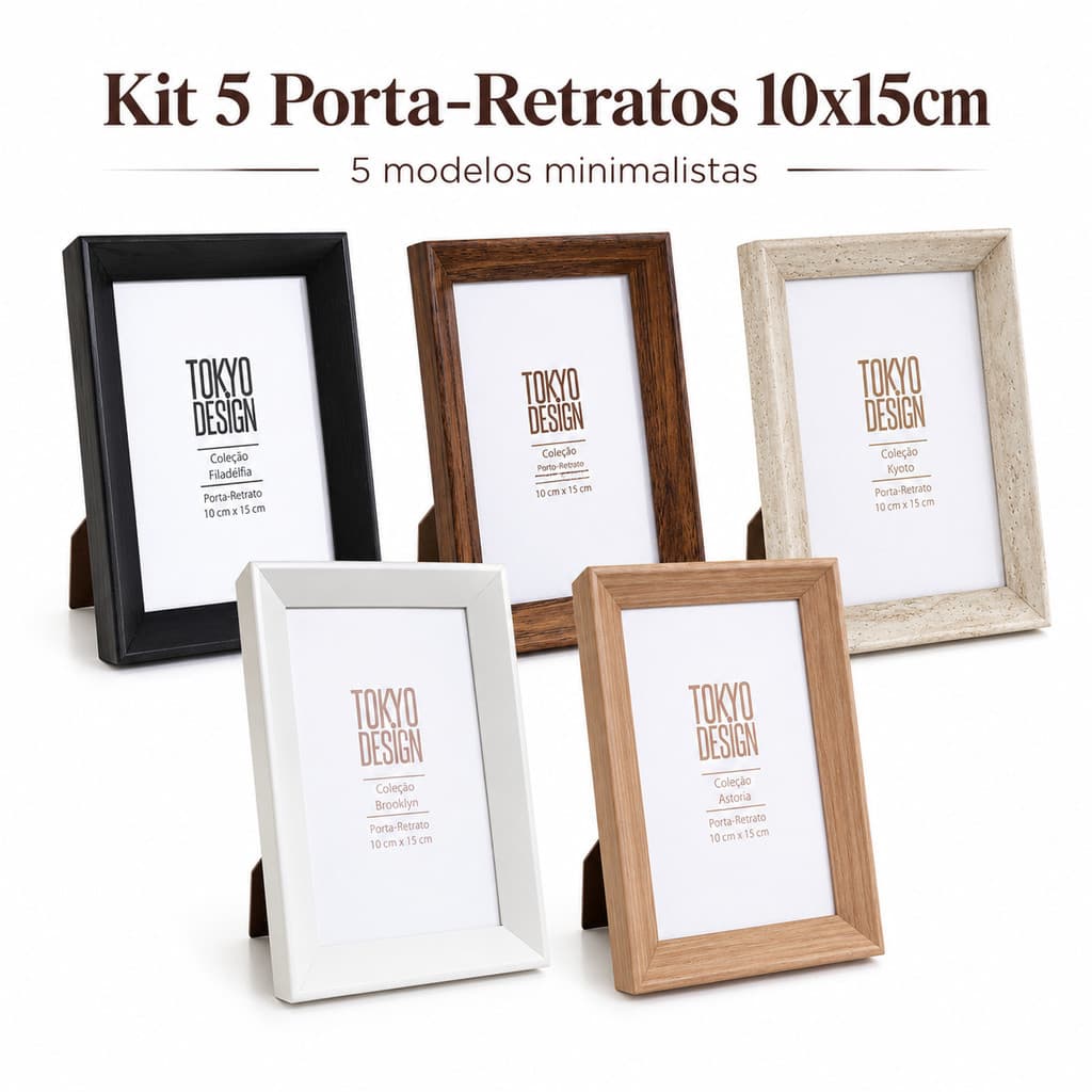 Kit 5 Porta Retrato 10x15cm Minimalista Vertical Horizontal