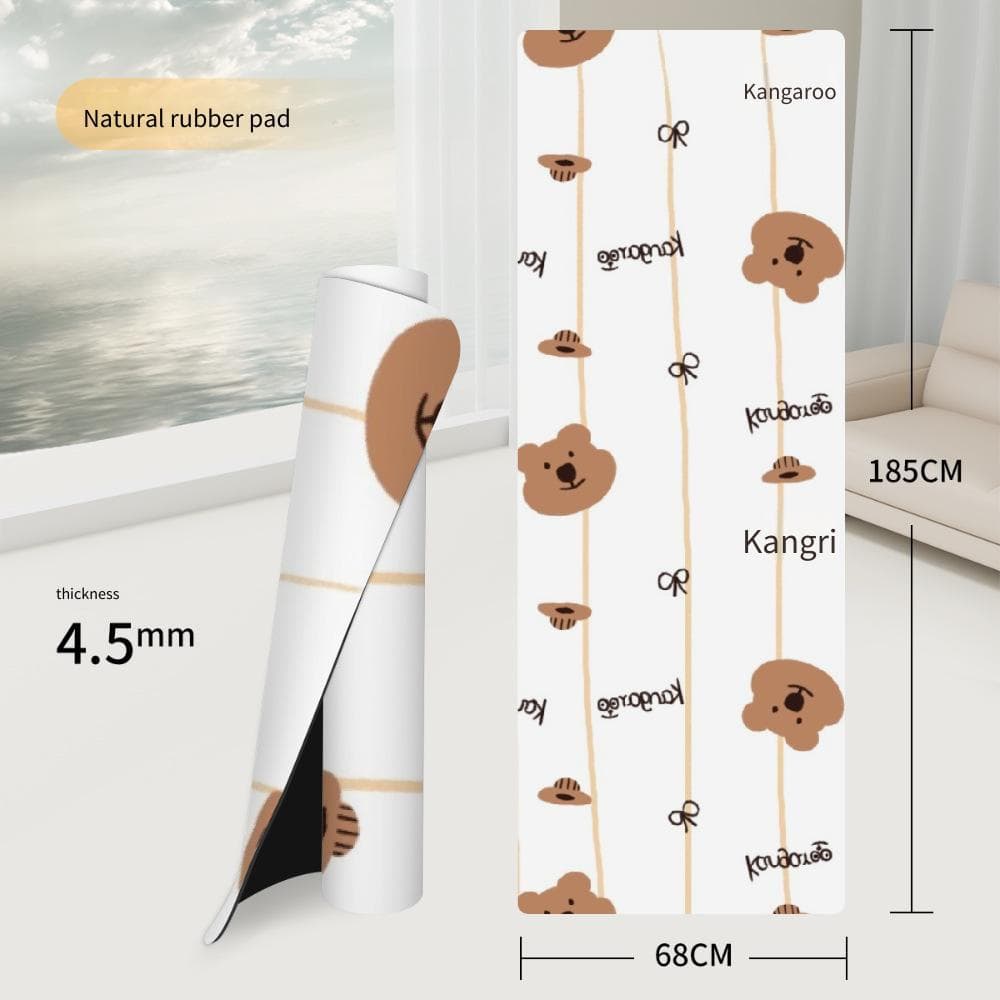 Tapete De Yoga Antiderrapante Profissional Com Padrão De Urso Fitness Em Casa Macio Borracha Natural Absorção De Choque
