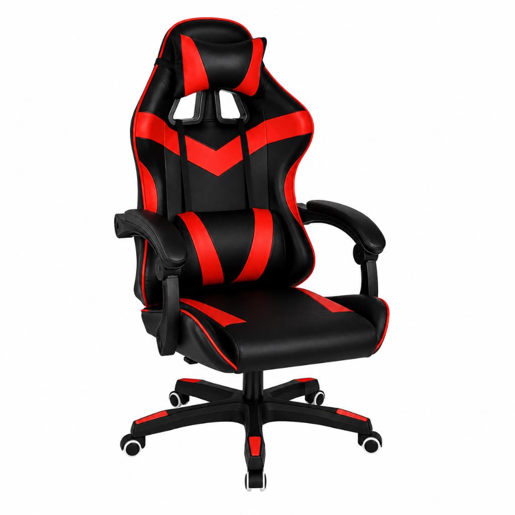 Cadeira Gamer Ergonômica Reclinável Preta e Vermelha com Almofadas e Regulagem de Altura