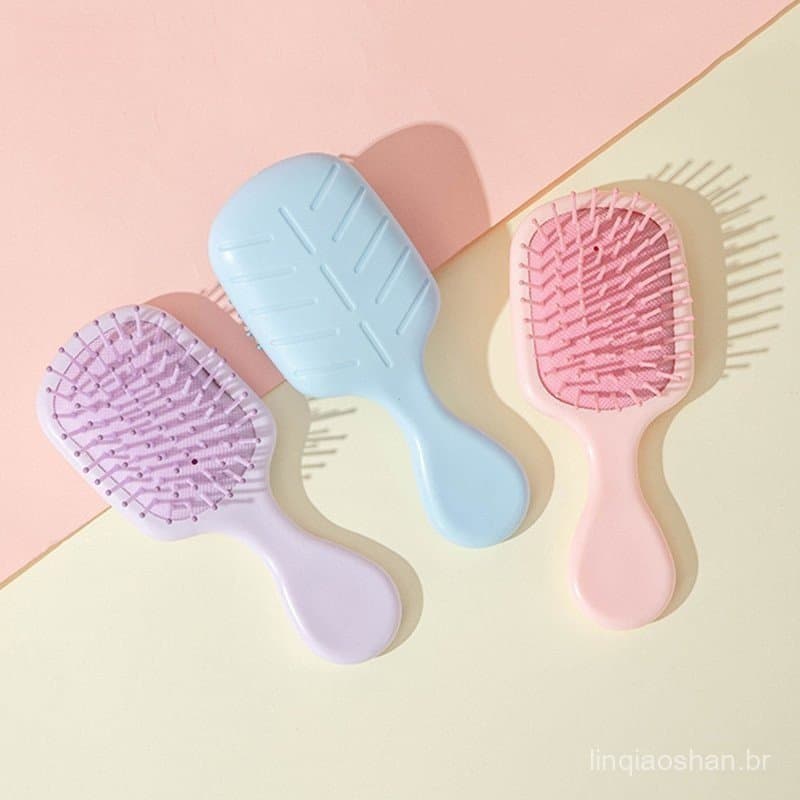 Escova de Cabelo Portátil Mini com Almofada de Ar Antiestática Colorida em Forma de Macaron, Ferramenta de Estilização I