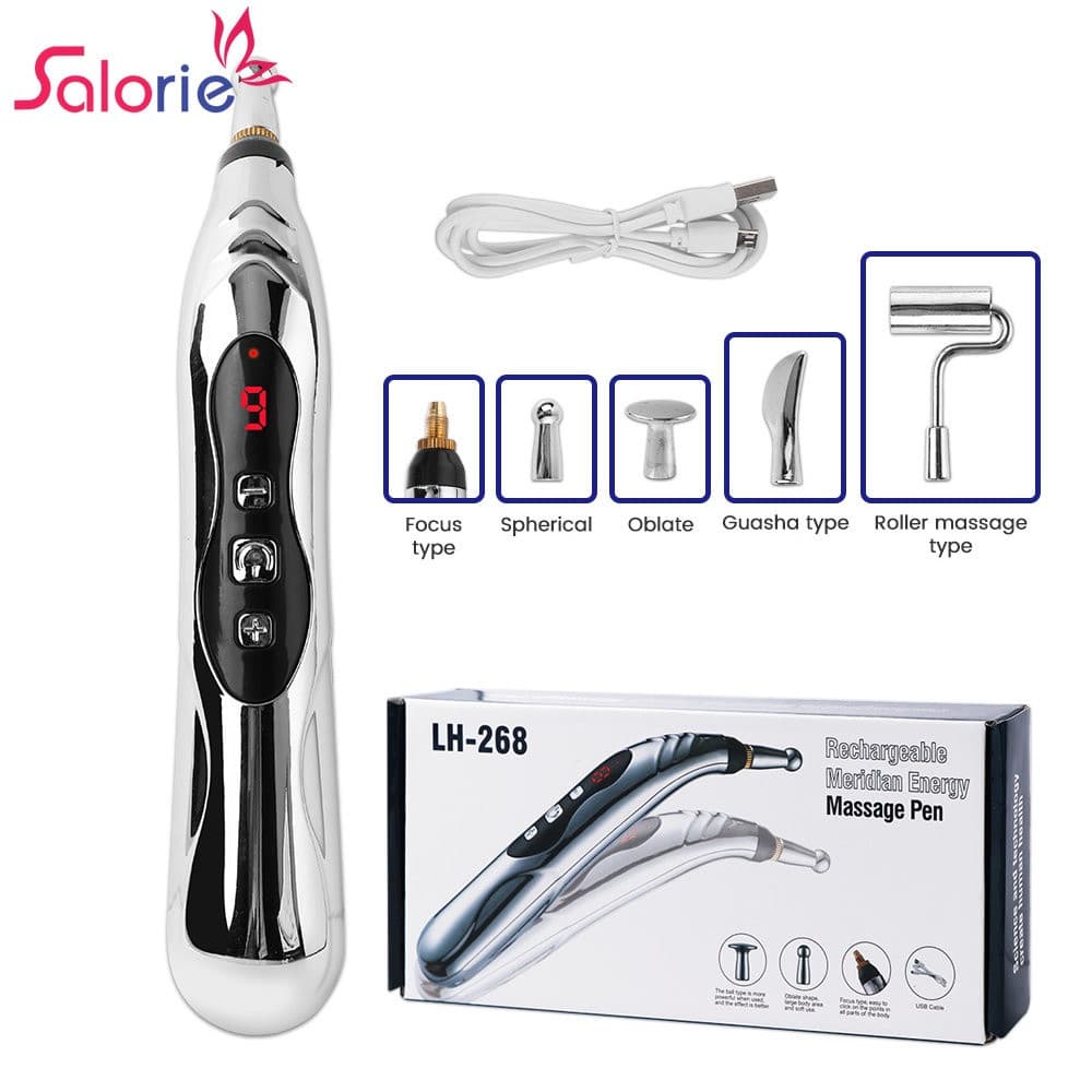 Caneta De Acupuntura Salorie USB 3/5 Cabeças Estimulador De Músculos De Pulso Elétrico Massagem Corporal Meridian Energy