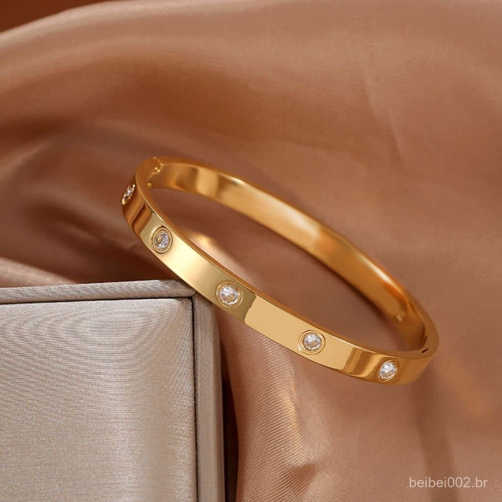 Pulseira de aço titânio 18k para mulheres cheia de diamantes A pulseira Kajia não desbota joias femininas simples e vers
