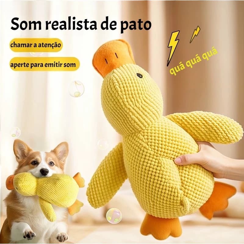 Brinquedo de pelúcia para animais de estimação de pato amarelo, brinquedo Anti-mordida, vem com função de entretenimento