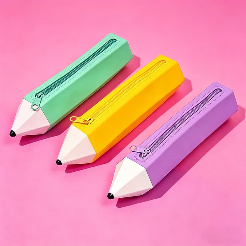 | 【pencil case】 | ♦Estojo de Silicone para estudantes do ensino fundamental Bolsa de papelaria em formato de lápis Bolsa