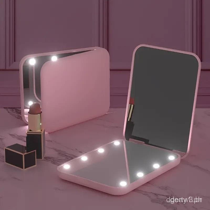 Espelho de Maquiagem Portátil com Luz LED, Espelho de Maquiagem Iluminado, Espelho de Maquiagem LED com Ampliação de 1X/