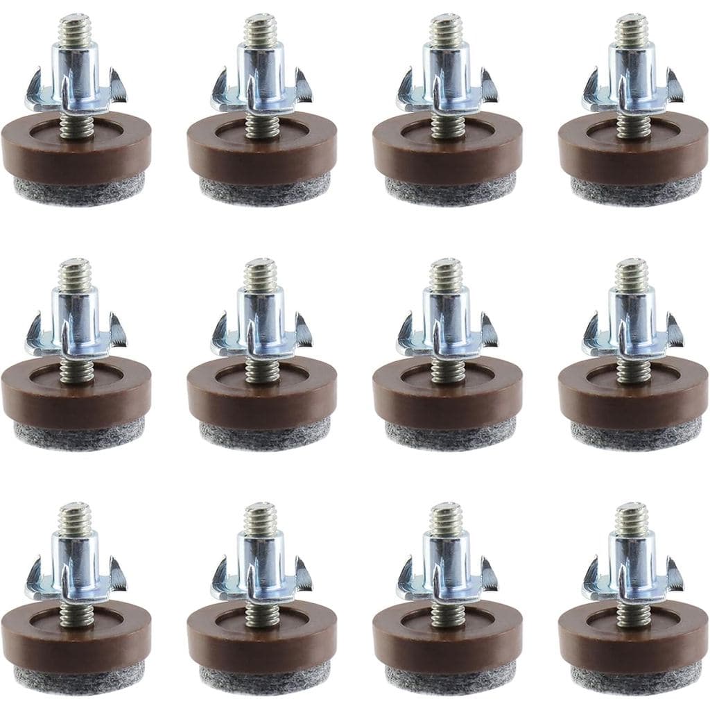 12 Peças de Pés de Móveis de Plástico com Base de Feltro, com Parafuso M6x20mm e Prego de Quatro Garras