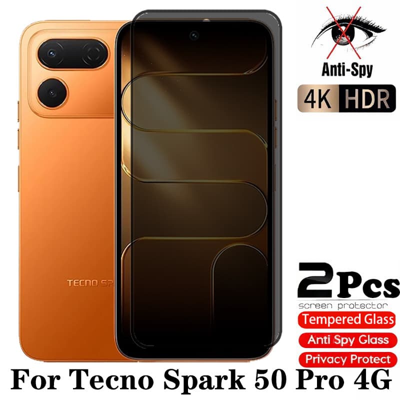 Tecno Spark 50 Pro 4G 2 Peças Protetor De Tela De Vidro Temperado De Privacidade Para 4G 5G Filme De Proteção Anti-Espiã