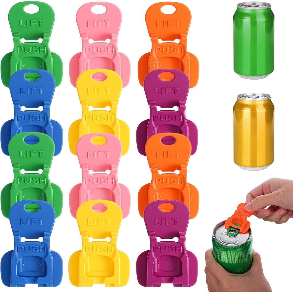 Molain 12 Peças Abridores de Latas Coloridos, Abridores de Latas de Refrigerante com Abertura Fácil e Tampas Protetoras