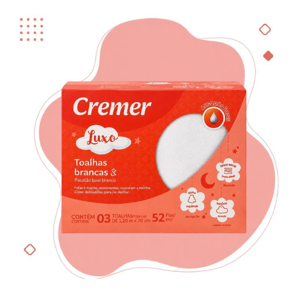 Cremer Toalha Luxo Branca Com 3 Unidades Multiuso