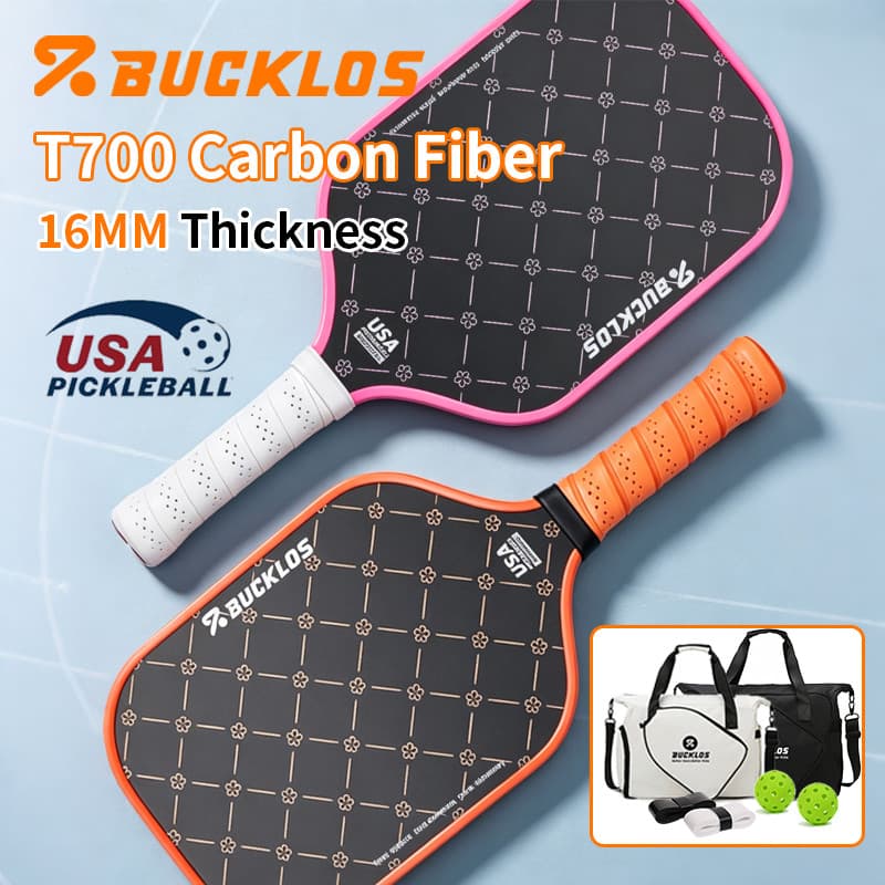 BUCKLOS T700 Remo De Pickleball De Fibra De Carbono Leve Conjunto De 16MM Com Bolsa De Armazenamento