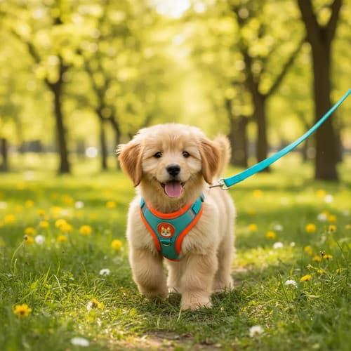 Coleira Peitoral Para Cachorros Gatos Reflexiva Com Guia
