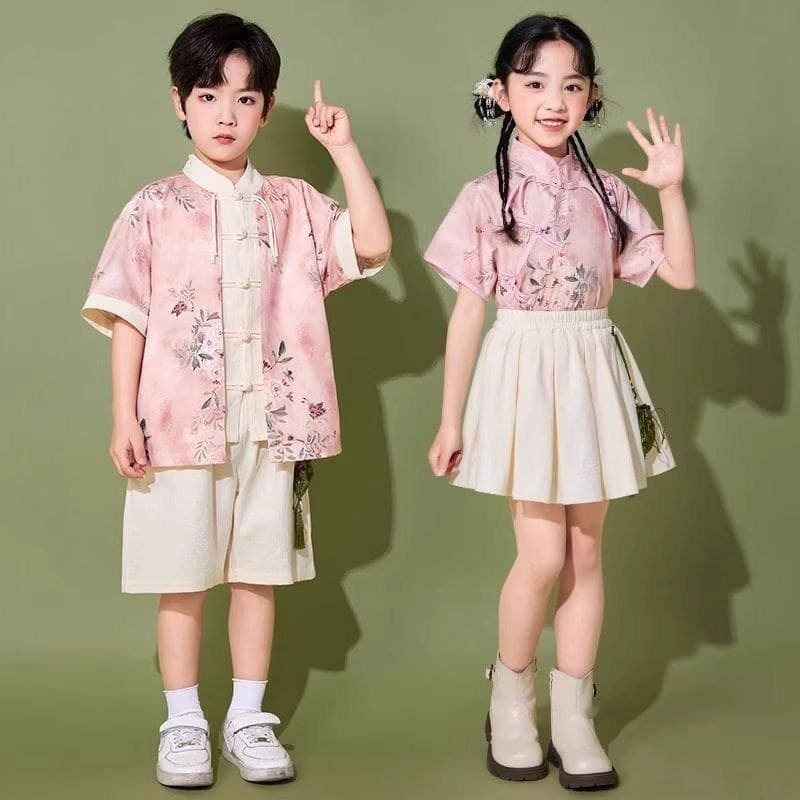 Crianças crianças chinês Hanfu meninas roupas jogos coro Cheerleading classe uniforme desempenho do jardim de infância t