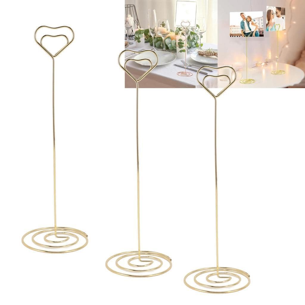 15 peças suporte de número de mesa 22cm suporte de imagem de fio de ferro em forma de coração para memorandos de
