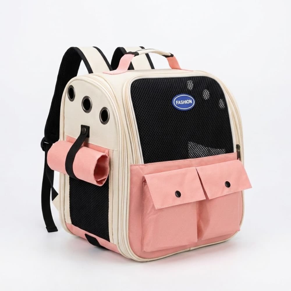 Mochila de Transporte Pet Telada - Com Bolsos Duplos e Super Ventilação