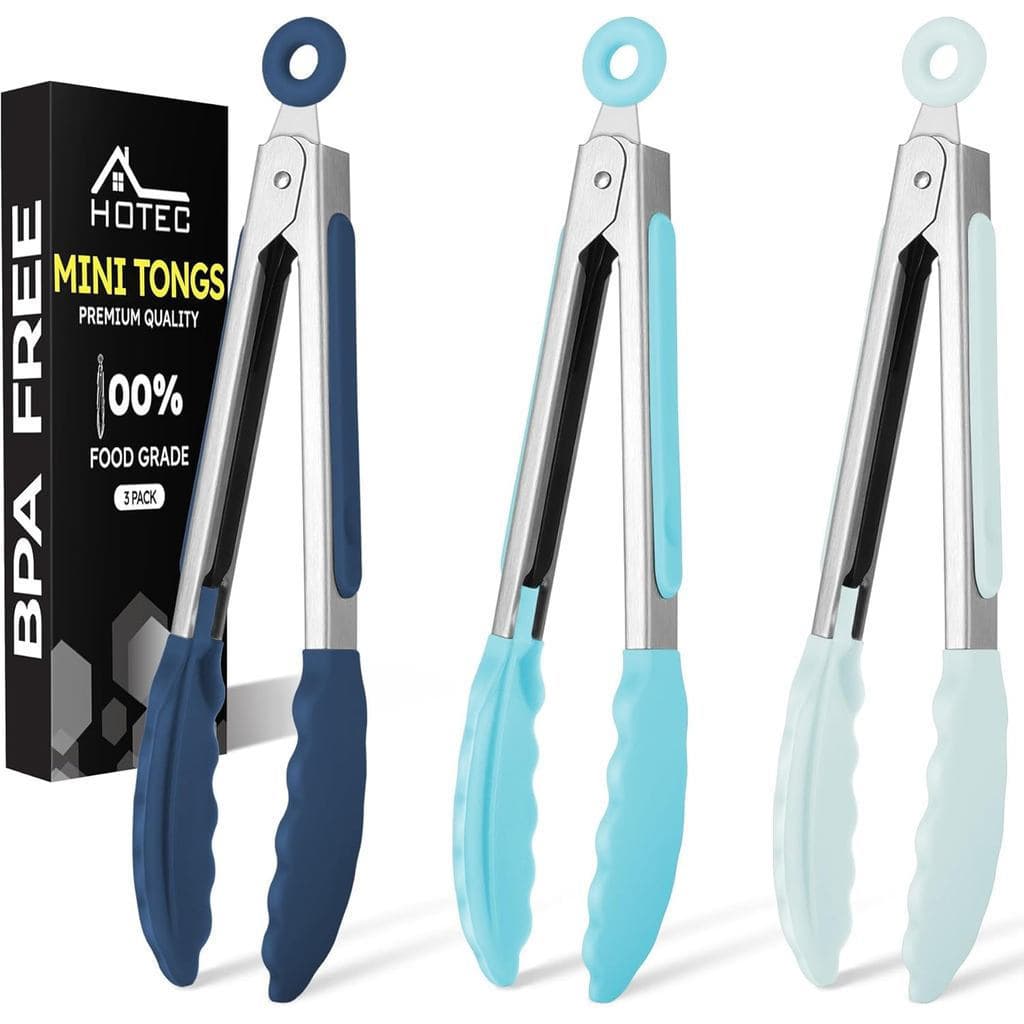 Pinças de Cozinha Mini de Silicone Hotec para Cozinhar - Pinças Pequenas de 7 Polegadas com Pontas de Silicone, Conjunto