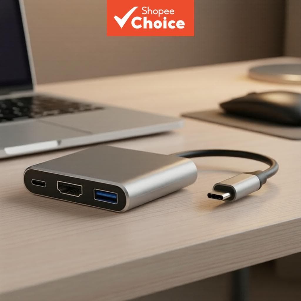 Hub USB 3 em 1 USB-C para HDMI compatível com 4K, USB 3.1 tipo C para USB 3.0 e adaptador de carregamento para MacBook