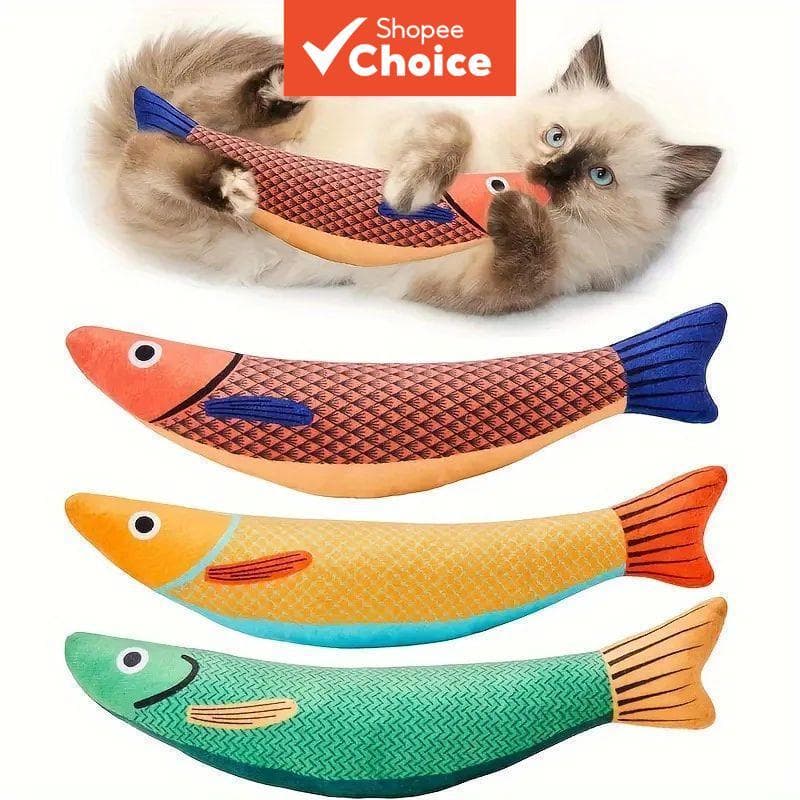 Brinquedo de peixe de pelúcia para gatos - resistente à mordida, para gatos filhotes e adultos, forma realista.