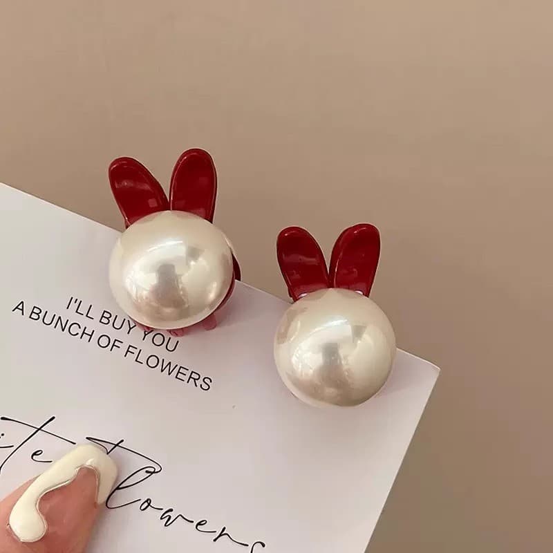 2025 simples pérola pequena garra clipe de cervo branco mesmo estilo Mini franja Hairpin influenciador cabeça princesa p